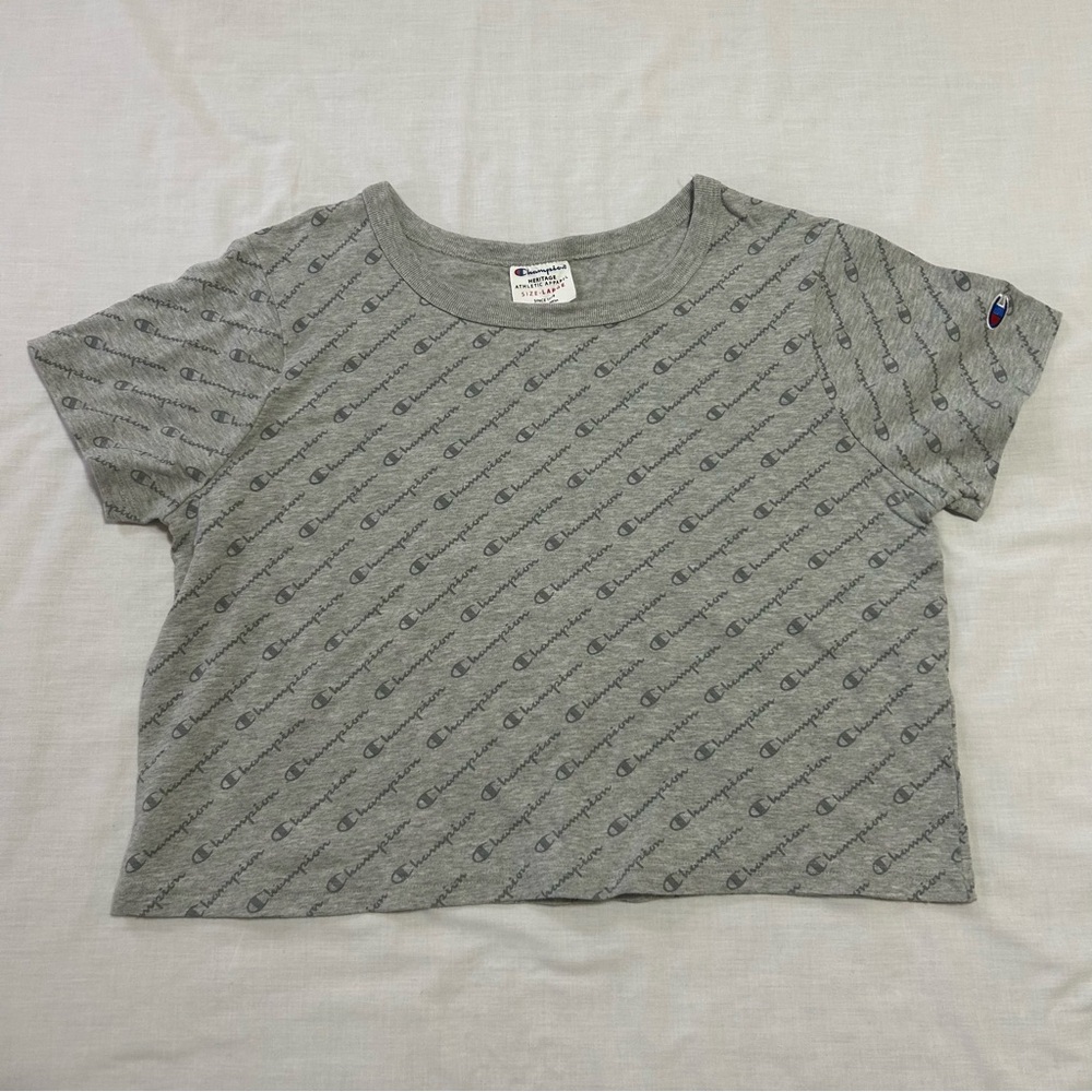 Champion Allover Script Crop Top NWOT